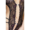Chilirose Body string dentelle avec strass - Noir